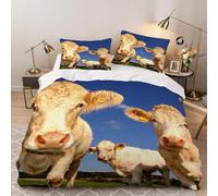 Hongduo Housse de Couette 200x200 Vache des Hautes Terres, Animaux Sauvages Parure de Lit 2 Personnes en Microfibre pour Adulte Ado Enfant avec Fermeture Éclair et 2 Taies d'oreiller