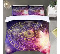 Hongduo Housse de Couette 220x240 Astrologie Motif Ciel Étoilé Parure de Lit 2 Personnes en Microfibre pour Adulte Ado Enfant avec Fermeture Éclair et 2 Taies d'oreiller