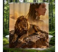Hongduo Rideau de Douche 120x200 Lion, Anti Moisissure 3D Imprimé Tissu Imperméable Polyester Mystique Rideaux de Douche avec Anneaux
