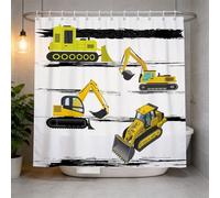 Hongduo Rideau de Douche 180x200 Motif Pelleteuse, Anti Moisissure 3D Imprimé Tissu Imperméable Polyester Enfant Rideaux de Douche avec Anneaux