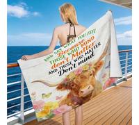 Hongduo Serviette de Plage 90x180 cm 3D Bétail des Hautes Terres, Serviette De Bain en Microfibre à Séchage Rapide, Enfant Femme Homme Drap De Plage pour Natation Picnic