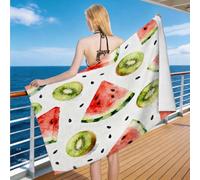 Hongduo Serviette de Plage Fruit Aquarelle, 3D Pastèque Aquarelle Serviette de Bain Microfibre, Drap de Plage Séchage Rapide e Anti Sable pour Piscine Voyage Couverture, 80x160 cm