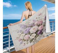 Hongduo Serviette de Plage Illustration Fleur, 3D Aquarelle Floral Serviette de Bain Microfibre, Drap de Plage Séchage Rapide e Anti Sable pour Piscine Voyage Couverture, 70x150 cm