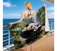 Hongduo Serviette de Plage Panda, 3D Forêt Tropicale Grande Serviette de Bain Microfibre, Drap de Plage Séchage Rapide e Anti Sable pour Piscine Voyage Couverture, 100x200 cm