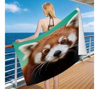 Hongduo Serviette de Plage Petit Panda, 3D Animaux Mignons Serviette de Bain Microfibre, Drap de Plage Séchage Rapide e Anti Sable pour Piscine Voyage Couverture, 70x150 cm