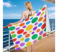 Hongduo Serviette de Plage Pois Aquarelle, 3D Multicolore Grande Serviette de Bain Microfibre, Drap de Plage Séchage Rapide e Anti Sable pour Piscine Voyage Couverture, 100x200 cm