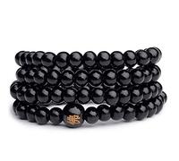 HONGE Bracelet chapelet tibétain bouddhiste avec perles de prière - Collier de méditation - Bracelet en bois pour homme et femme