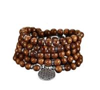 HONGE Bracelet de yoga 108 perles pour homme et femme en bois de santal naturel bouddhiste Bouddha chapelet en perles de lotus chapelet colliers