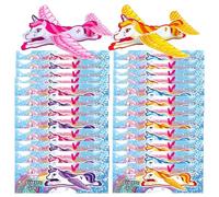 HONGECB 24 Pièces Jouets de Planeurs Licorne Polystyrène, Voler Planeur Avions Jouets, Avions en polystyrène, 4 Couleurs Avions en Polystyrène Expansé, Fille Anniversaire Licorne