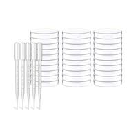 HONGECB 30PCS Boite de Petri, Bol de culture bactérienne stérile avec couvercle, Pour la Culture Expérimentale de Microorganismes Tels Que Les Champignons Bactériens, 5 Pipettes