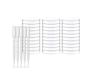 HONGECB 30PCS Boite de Petri, Bol de culture bactérienne stérile avec couvercle, Pour la Culture Expérimentale de Microorganismes Tels Que Les Champignons Bactériens, 5 Pipettes
