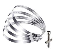 HONGECB Colliers de serrage de 6 pouces, colliers de serrage de 150 mm plage de serrage réglable 141-165 mm, colliers de serrage en acier inoxydable 304, 4 pièces, clé à douille pour fixer les tuyaux