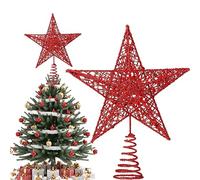 HONGECB Étoile de Sapin de Noël en Fer, Christmas Tree Topper Star, Arbre de Noël Haut Étoile, Étoile de Noël Arbre Topper Décoration, pour Décoration de l'arbre de Noël, 20 cm, Rouge