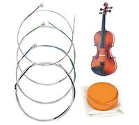 HONGECB Jeu de Cordes pour Violon - 4pcs Complet de Grande Qualité Taille 1/2, 1/4 et 1/8 - Remplacement Universel G-D-A-E - 1pcs Faible Poussière Colophane Naturelle