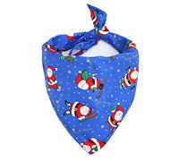 HongGun Bandana de Noël pour chien et chat avec motif Père Noël - Bavoirs triangulaires lavables pour chien et chat - Bleu