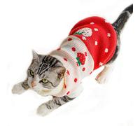 HongGun Vêtements pour animal domestique, pull d'hiver chaud en tricot à col roulé pour chat, chaton, chiot (8 : fraise rouge)