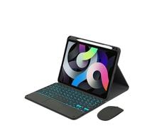 HongHeFu Accessoires, Silicone+Leather Protective Case with Pen Slot, Detachable Keyboard Suitable for Huawei matePad SE 10.4 inch(Black+Touch Backlit KB+Mouse)