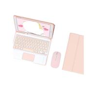 HongHeFu Accessoires, Tablet Protective Case with Keyboard and Mouse Set Suitable for iPad 11th Gen/10th Generation 10.9-inch Universal(Square Touch Keyboard+Mouse+Pink)