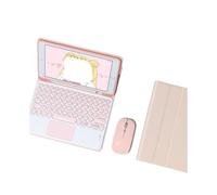 HongHeFu Accessoires, Tablet Protective Case with Keyboard and Mouse Set Suitable for iPad 11th Gen/10th Generation 10.9-inch Universal(Round Touch Keyboard+Mouse+Pink)