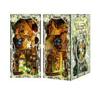 Honghuang Kit D'étagère D'insertion De Coin De Livre en Bois Bricolage Kit De Modèle Miniature en Bois Monde Secret De La Forêt Serre-Livres Bibliothèque Faite À La Main Style3