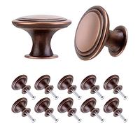 HonGien 12 Pièces Rond Bouton de Meuble, Boutons de Tiroir Vintage, Boutons de Porte pour Placard Armoire Cuisine Tables Chevet (Bronze Rouge)