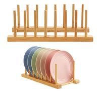 HonGien 2 Pcs Égoutoire Vaisselle Bois, Support en Bois pour Assiettes, Support en Bambou pour Assiettes, égouttoir Bambou,pour Bol Tasses Planche à Découper CD Livres