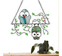 Hongjingda Fenêtre Attrape-Soleil - Multicolore coloré Acrylique Attrape-Soleil | Chouettes sur Un Fil, Attrape-Soleil Oiseau, Chouette inversée drôle, Crochets de fenêtre, Portes de