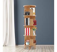 HongKKon Bibliothèque rotative à 360 ° - 4 niveaux - Support multifonction sur pied - Charge maximale : 50 kg - Étagère pivotante - Pour couloir, salon, salle d'étude