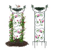 HONGLAND Bains d'oiseaux en Treillis pour extérieur, 101,6 cm de Hauteur, Treillage de Jardin, mangeoires à Oiseaux, décoration Vintage, Bol de Bain pour Oiseaux pouvant être jumelé à Une Fontaine