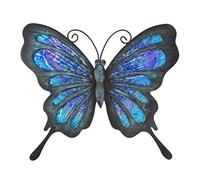 HONGLAND Décoration murale de jardin en métal en forme de libellule - Décoration murale d'extérieur en verre à suspendre pour salon (bleu)