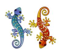 HONGLAND Lot de 2 décorations murales en métal - Lézard de 38,1 cm - Décoration extérieure en Verre à Suspendre - Décoration Murale pour Jardin, clôture, Maison