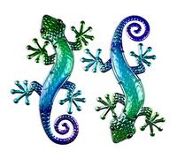 HONGLAND ZLYSYCM Metal Gecko Wall Art 15 inch Lizard Outdoor Decor Lizards Garden Sculpture for Yard Fence 2 Pack