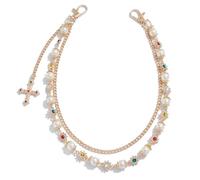 hongliang Chaînes de portefeuille superposées dorées et argentées avec strass et perles, chaînes de poche en jean unisexe pour homme et femme, accessoires tendance punk pour sacs, portefeuilles