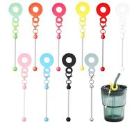 hongliang Lot de 10 breloques en paille pour gobelets, accessoires de tasse, adaptateurs de barre vierges pour décorations en paille perlée, fabrication de bijoux