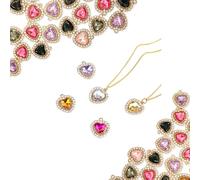 hongliang Lot de 40 strass et pierres précieuses en forme de cœur pour éblouissement - Breloques en métal à dos plat pour la fabrication de bijoux, les loisirs créatifs - Breloques en forme de cœur