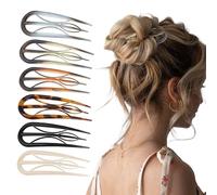 Hongliang Lot de 6 épingles à cheveux françaises ondulées en forme de U avec 3 dents internes, idéales pour les chignons fins et épais et les coiffures torsadées (femme)