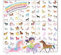Hongma Lot de 6 autocollants à paillettes avec effet pailleté - Plus de 150 motifs - Cheval - Licorne - Autocollant holographique pour enfants et filles - Scrapbooking - Album photo - Cadeaux (non
