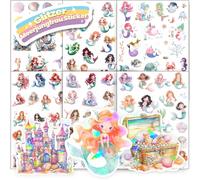 Hongma Lot de 6 autocollants à paillettes sirène avec effet pailleté - Plus de 150 motifs - Autocollants holographiques pour enfants et filles - Scrapbooking - Album photo - Cadeaux (non