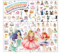 Hongma Lot de 6 autocollants de conte de fées avec effet pailleté - Plus de 150 motifs - Autocollants holographiques pour enfants et filles - Scrapbooking - Album photo - Cadeaux (non réfléchissants)