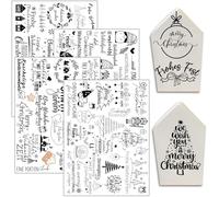 Hongma Rub On Lot de 4 autocollants de transfert de Noël 19 x 14 cm Grand format avec dictons pour Raysin Keraflott Verre Bois DIY Décoration Rub On Film Rubons (motif compliqué de Noël)