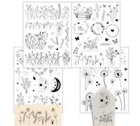 Hongma Rub On Lot de 4 autocollants de transferts grand format env. A5, 19 x 14 cm, avec dictons pour Keraflott, meubles, verre, bois, bricolage, décoration, Rubis On (fleurs noires)