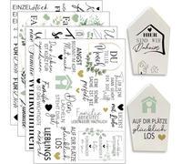 Hongma Rub On Lot de 4 autocollants d'environ A5 19 x 14 cm Grand format Transferts Dictons pour meubles Raysin Keraflott Meubles Verre Bois DIY Décoration Rub On Film Rubons Autocollants de bonheur