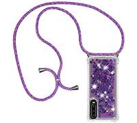 HongMan Collier Coque pour Huawei P30 - Mode Tour de Cou Telephone Étui Paillettes Quicksands Liquide Glitter Cover, Housse pour Smartphone Lanyard Transparente Case