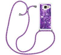 HongMan Collier Coque pour Samsung Galaxy A3 2017 A320 - Mode Tour de Cou Telephone Étui Paillettes Quicksands Liquide Glitter Cover, Housse pour Smartphone Lanyard Transparente Silicone Case