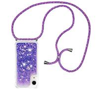 HongMan Coque pour iPhone XR avec Cordon, Housse iPhone XR Liquide Paillette Transparente Silicone Glitter Cover, Antichoc Étui avec Collier Silicone Lanyard Case Téléphone Portable Protection