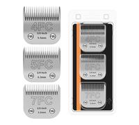 HONGNAL Lot de 3 lames de rechange pour tondeuse de toilettage pour chien Andis Pet Clipper/Oster A5/Wahl série KM, lame en céramique et lame en acier inoxydable (#+4FC+5FC+7FC)