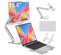 HONGO Écran portable blanc de 15,6", deuxième écran d'ordinateur portable, 1080p FHD Plug&Play, moniteur d'ordinateur portable de voyage, USB-C HDMI, écran externe pour PC, téléphone portable, PS4