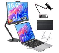 HONGO Moniteur Portable, Laptop Écran Portable 15,6" 1080P IPS Écran PC Portable Haut-parleurs Intégrés, Moniteur pour Ordinateur Portable, PC, Mac, X-Bo, Switch (15.6"-1080P-Noir-Avec Support)