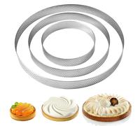 Hongoen 3 PCS Cercle à Tarte Perforé,Perforé Ø 10/15/20 cm,Cercle à Patisserie Perforé,Cercle à Tarte Perforé en 430 Acier Inoxydable,Cercle Patisserie,Cercle Tarte,pour Pâtisseries, Gâteaux Mousses