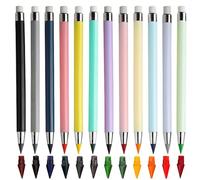 Hongoen Lot de 12 crayons à papier sans encre, réutilisables, Everlasting Pencil avec 12 têtes interchangeables interchangeables pour crayons magiques, pour écrire, peindre, esquisser